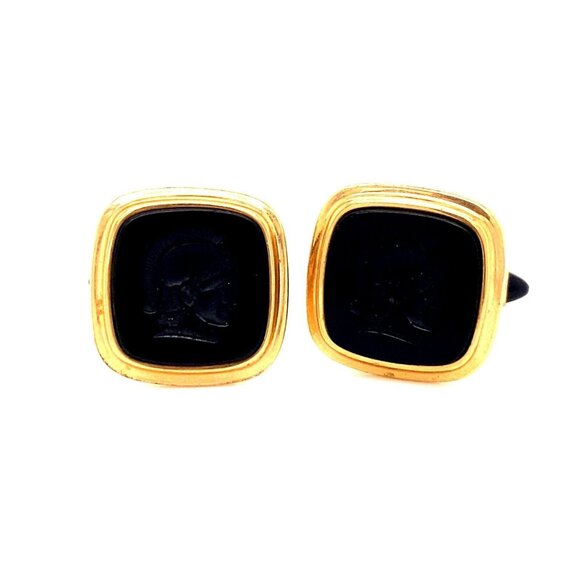 VTG Estate Krementz Gold Tone Intaglio Men’s Cufflinks! 59 - Picture 1 of 5